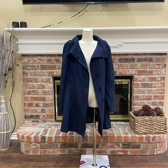 Vintage Max New York blue coat w/ black croc-print collar / 12 / EUC - Picture 9 of 16